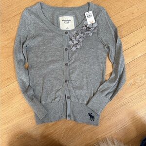 Abercrombie & Fitch Gray Cardigan Sweater V-Neck Knit